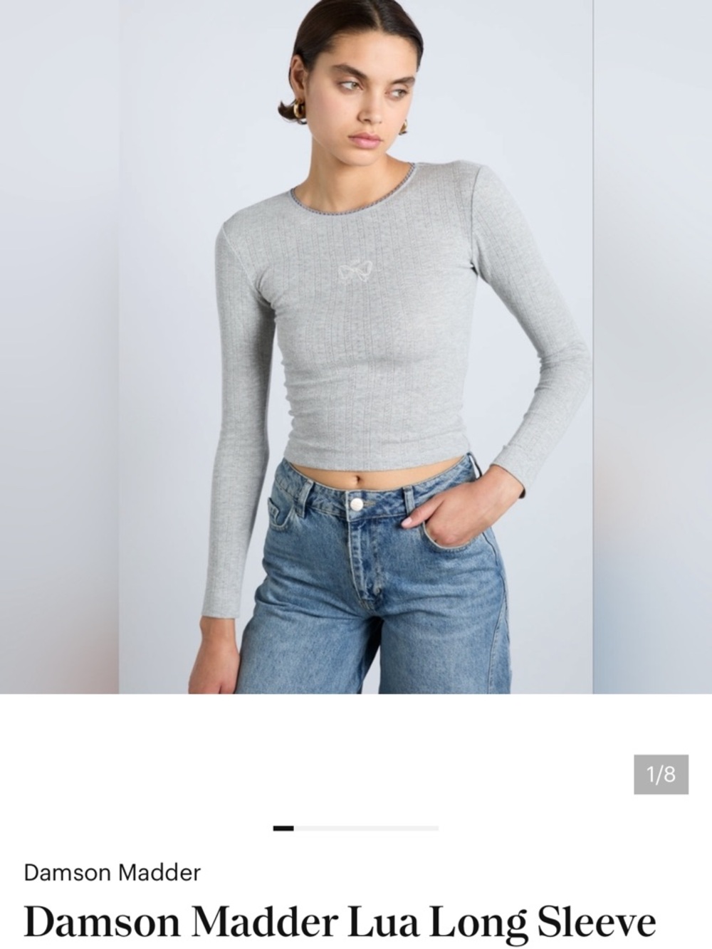 Gray Ribbed Long Sleeve Top